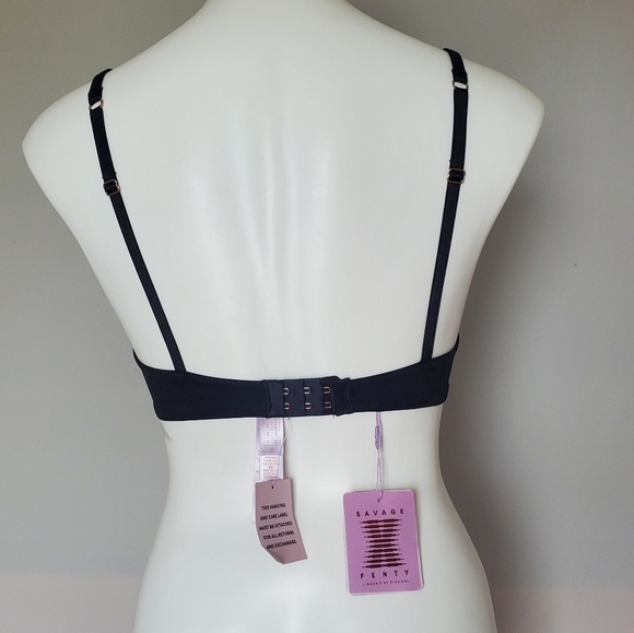 Savage X Fenty Black Romantic Lace Mesh Push-Up Bra 32C NWT - Picture 10 of 10